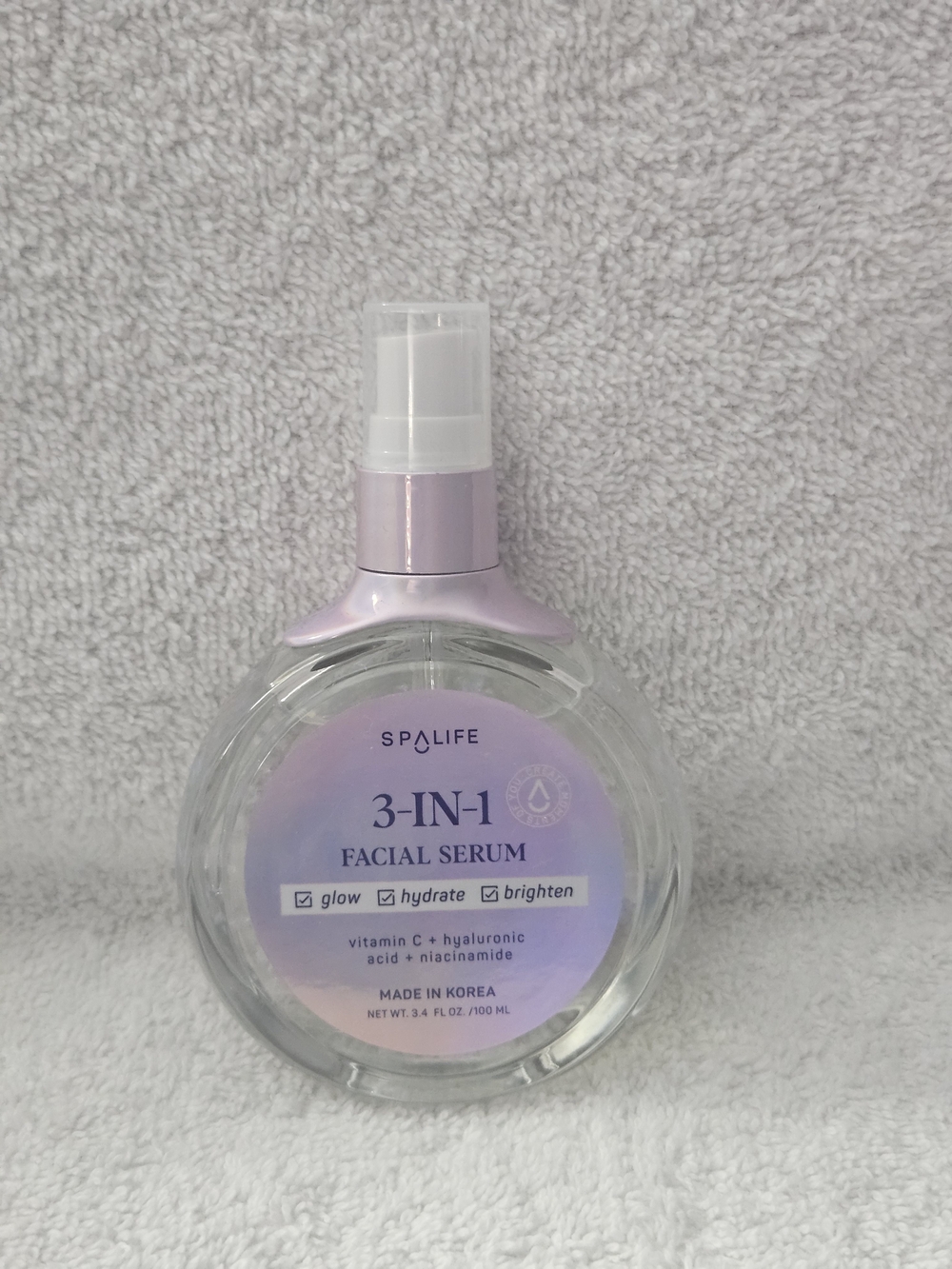 SpaLife 3-in-1 Facial Serum Glow Hydrate Brighten Vitamin C Niacinamide 3.4oz